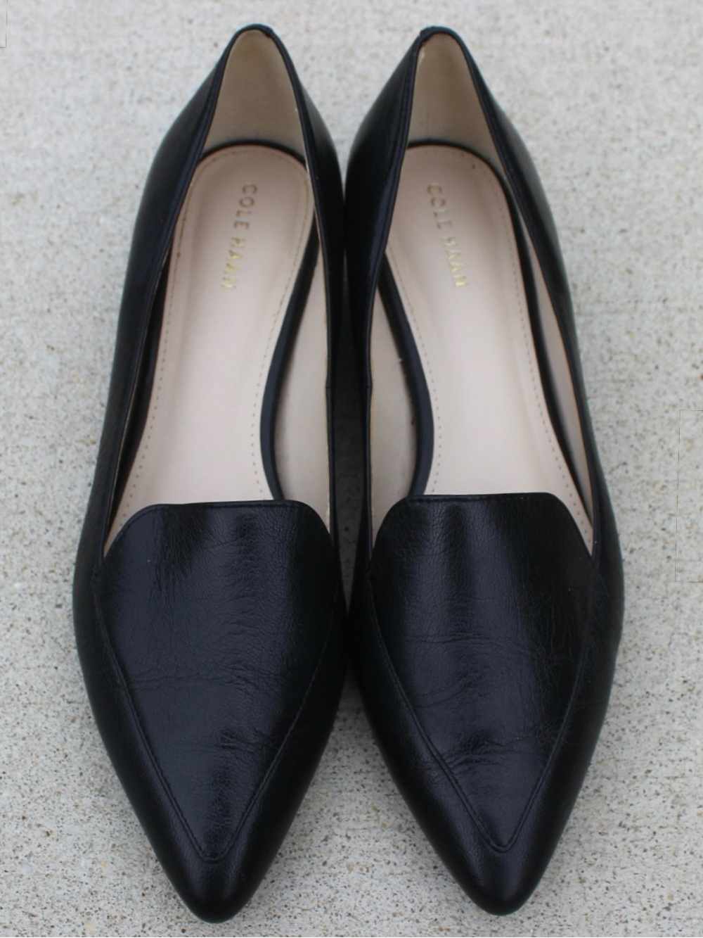 Cole Haan Dellora Skimmer Black Leather Flats Sz 7.5